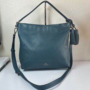 Kate Spade Jade blue-green Leather Shoulder Bag with matching long strap
